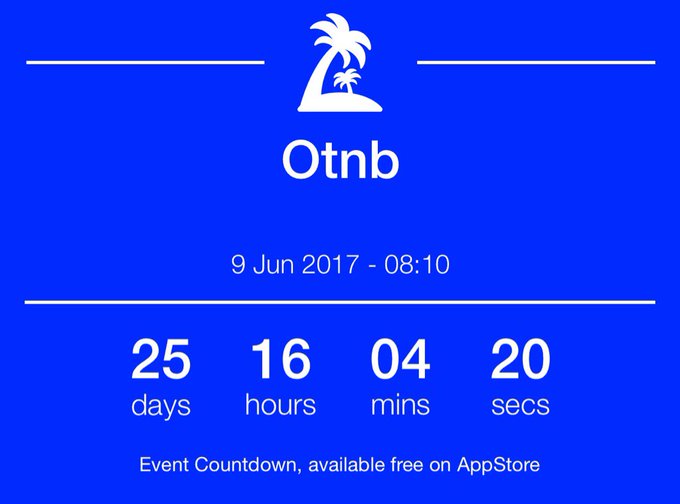 Otnb -  in 25 days, 16 hours, 4 minutes and 20 seconds! #EventCountdown https://t.co/C8NWNrTyOK https://t<a href="/tag/eventcountdown"class="tags"><span>#eventcountdown</span></a>