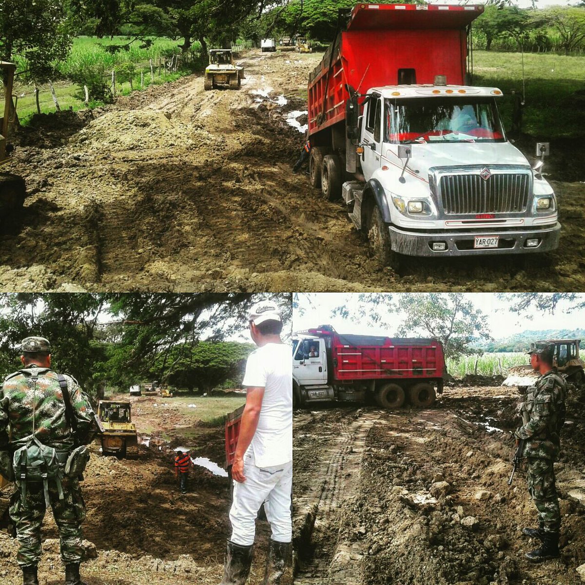 Ejercito_Div3's tweet photo. Nuestros #HéroesMultimisión apoyando la recuperación de vías del Valle del Cauca afectadas por la ola invernal #Biven #Bicod #FeEnColombia https://t.co/6s4Wwq0pTl