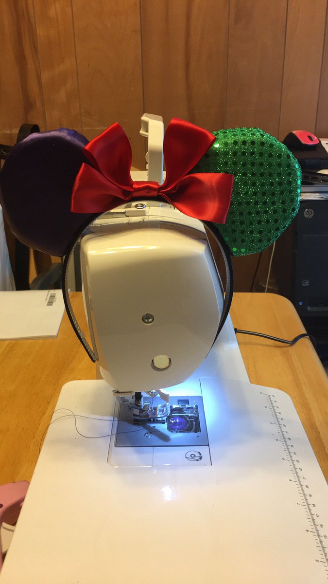 cdancets's tweet image. Made my first pair of Minnie ears today. Ariel inspired. #disneyworld #dancetheworld #newsewingmachine #singer