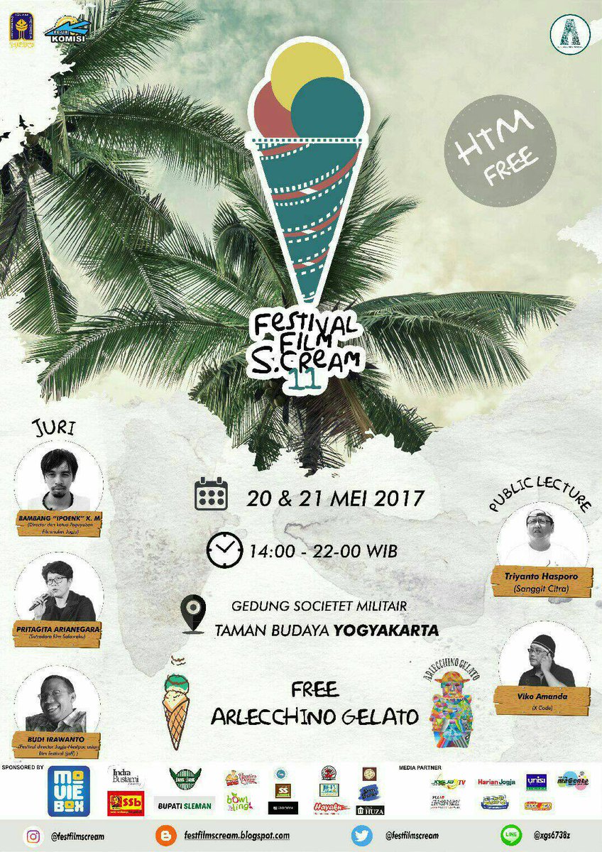Festival Film S.Cream#11 | 20-21 Mei 2017 | Mulai jam 14.00 - 22.00 | At Gedung Societed TBY | HTM FREE | More Info <a href="/FestFilmScream/">FFS.CREAM #11</a>