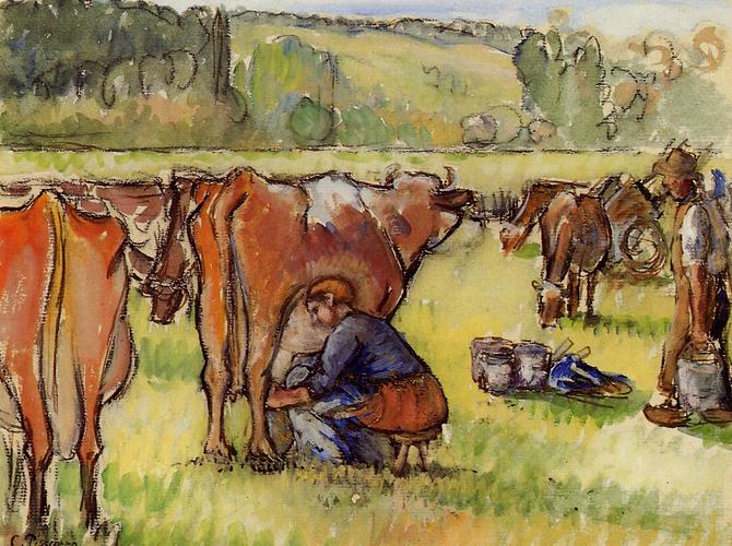 artpissarro's tweet image. Milking Cows #pissarro #fineart