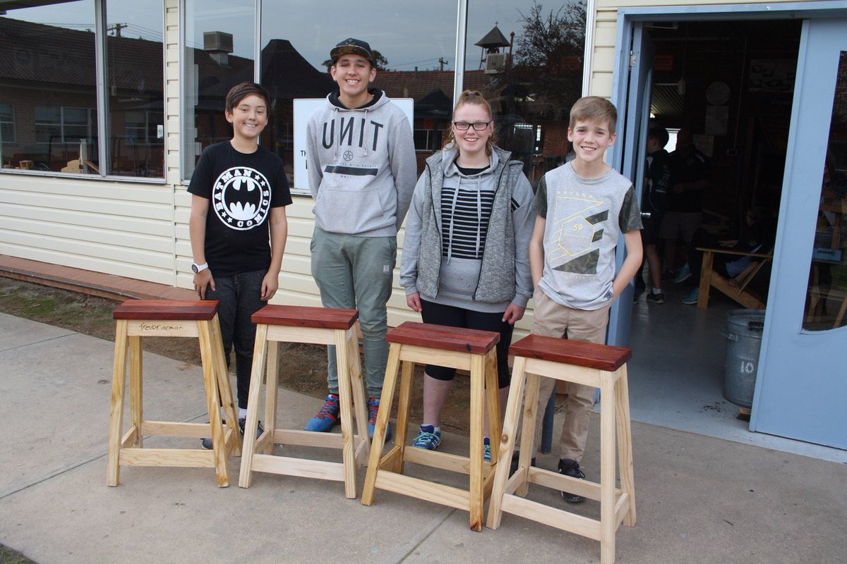 SHCYarrawonga's tweet photo. Year 8 students complete their bar stools https://t.co/r6WrU49mGI