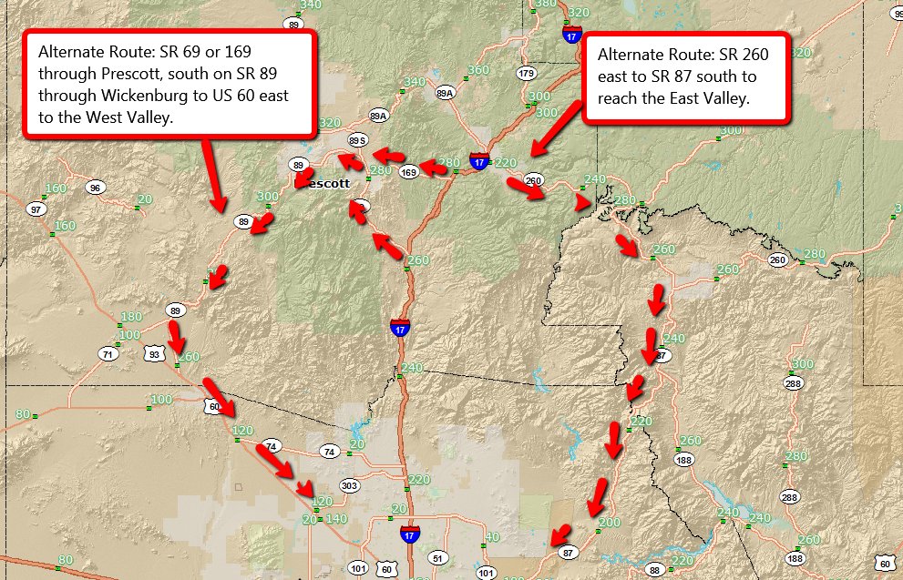 I17 Southbound is CLOSED north of Black Canyon City because of a multi
