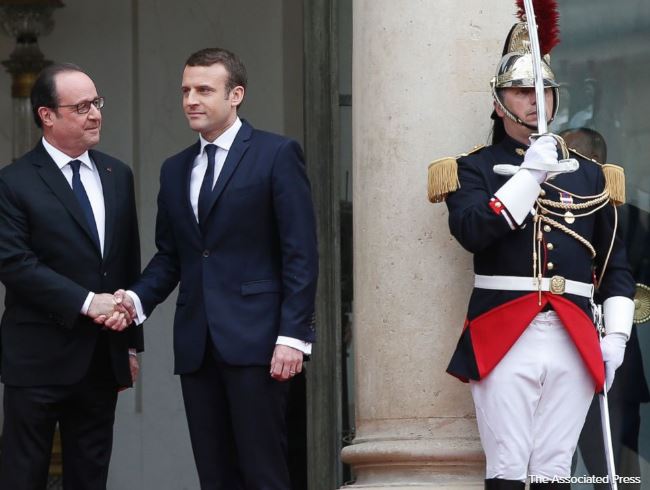 ABC's tweet photo. Emmanuel Macron sworn in as youngest president in France's history. https://t.co/iffMiOdZOt https://t.co/FWSE5TgZl7