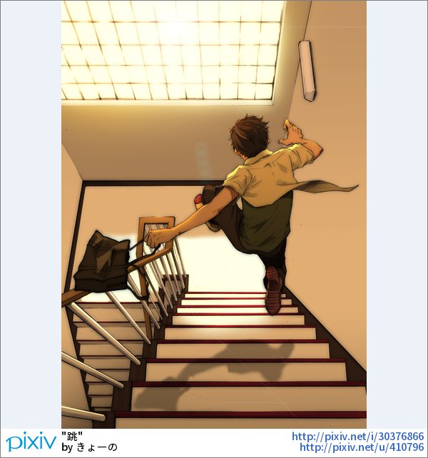 Pixivision 会社や学校 街中でなにげなく通る 階段 イラストのモチーフとして使われる階段は 作者やキャラクターの心象を表しているようだっぴ 一段先に広がる風景 階段のイラスト特集 T Co Hukmrrsm