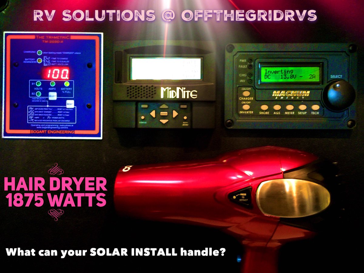 OffTheGridRVs's tweet photo. #rvsolar #bogartengineering #midnitesolar with 960 watts on this 5th wheel, and a magnum ms2012 inverter. https://t.co/aq23NncN1w