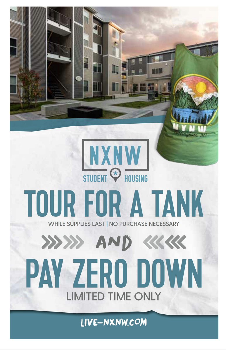 LiveNXNW's tweet photo. Call today 360-778-1500 &amp; set up a tour of NXNW and receive a complimentary NXNW tank top. Watch for our upcoming Tour to Win event &amp; raffle https://t.co/tsEzn9tCDb