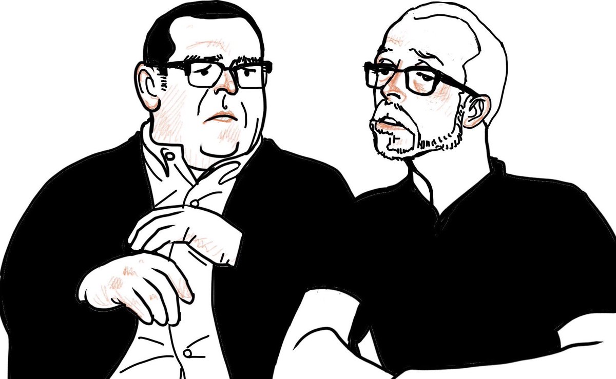 お題箱9個目。「サイモン・ペグ(風の人)とニック・フロスト(風の人)、メガネ着用」どんな画風にも対応procreate。 #odaibako #procreate お題箱 https://t.co/x9eSNHwVsC 