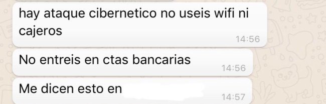 Primer bulo de whatsapp sobre el virus #ransomwareWannaCry.🙅 No hagáis caso y no difundáis. Ante la duda preguntad a la <a href="/policia/">Policía Nacional</a> 👮