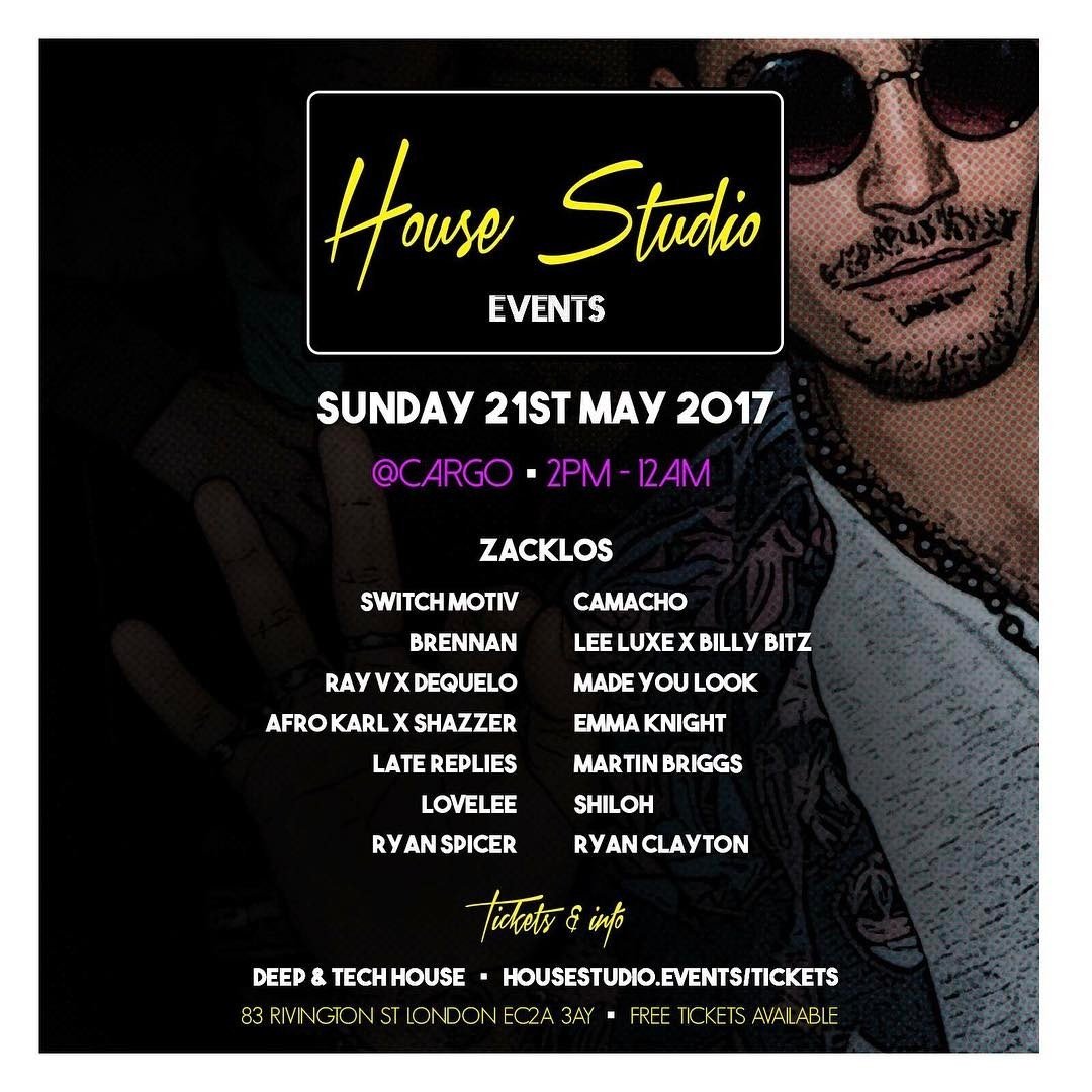 This Sun 21st May 
<a href="/housestudioLDN/">House Studio</a> @ Cargo

Catch <a href="/shilohmusicldn/">SHILOH</a> alongside <a href="/djzacklos/">Zacklos</a> + More 

Tickets: housestudio.events/tickets