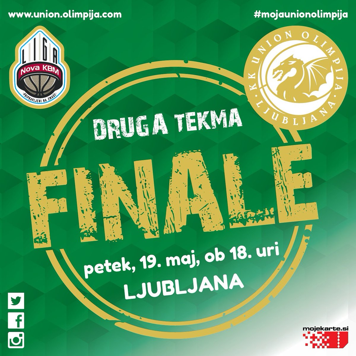 Vstopnice za 2. finalno tekmo #LigaNovaKBM 🏀 v #HalaTivoli (petek, 19.5. ob 18.00): shop.olimpija.com/si/vstopnice.h… #olimpija #MojaUnionOlimpija💚