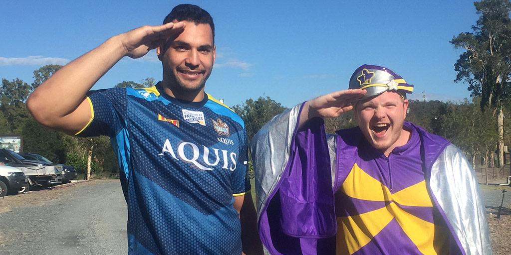 Our latest Starlight Ambassador? <a href="/GCTitans/">Gold Coast Titans</a> Captain, <a href="/RyanJames_Dark/">Ryan James</a>! He says "anything that I can do to make a child happier, I will do."