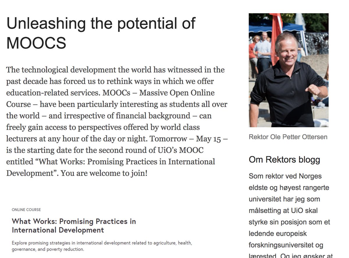 Dan Banik (@danbanik) on Twitter photo The President of <a href="/UniOslo/">Universitetet i Oslo</a> on unleashing the potential of free, online and high quality learning #FLwhatworks uio.no/om/aktuelt/rek… The President of <a href="/UniOslo/">Universitetet i Oslo</a> on unleashing the potential of free, online and high quality learning #FLwhatworks uio.no/om/aktuelt/rek…
