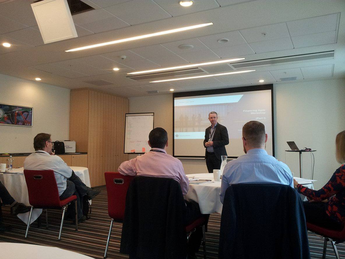 pm_excellence's tweet photo. Dr. Alan Moran leading the "Financing Agile" workshop session at #NPZ2017 https://t.co/1uaxeCefRn