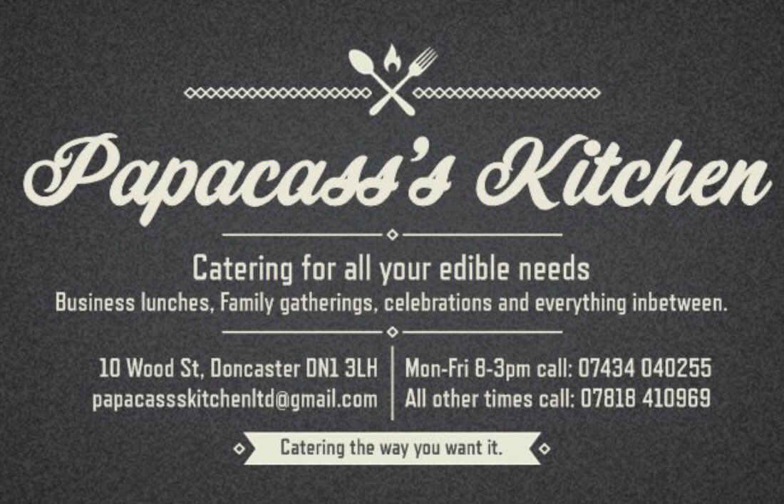 PapacassKitchen's tweet photo. Looking for quality catering for your business meeting or event? Give us a ring. @iLoveDoncaster @Your_Doncaster @DNB_RT #doncasterisgreat https://t.co/v5GbMNX1Pz