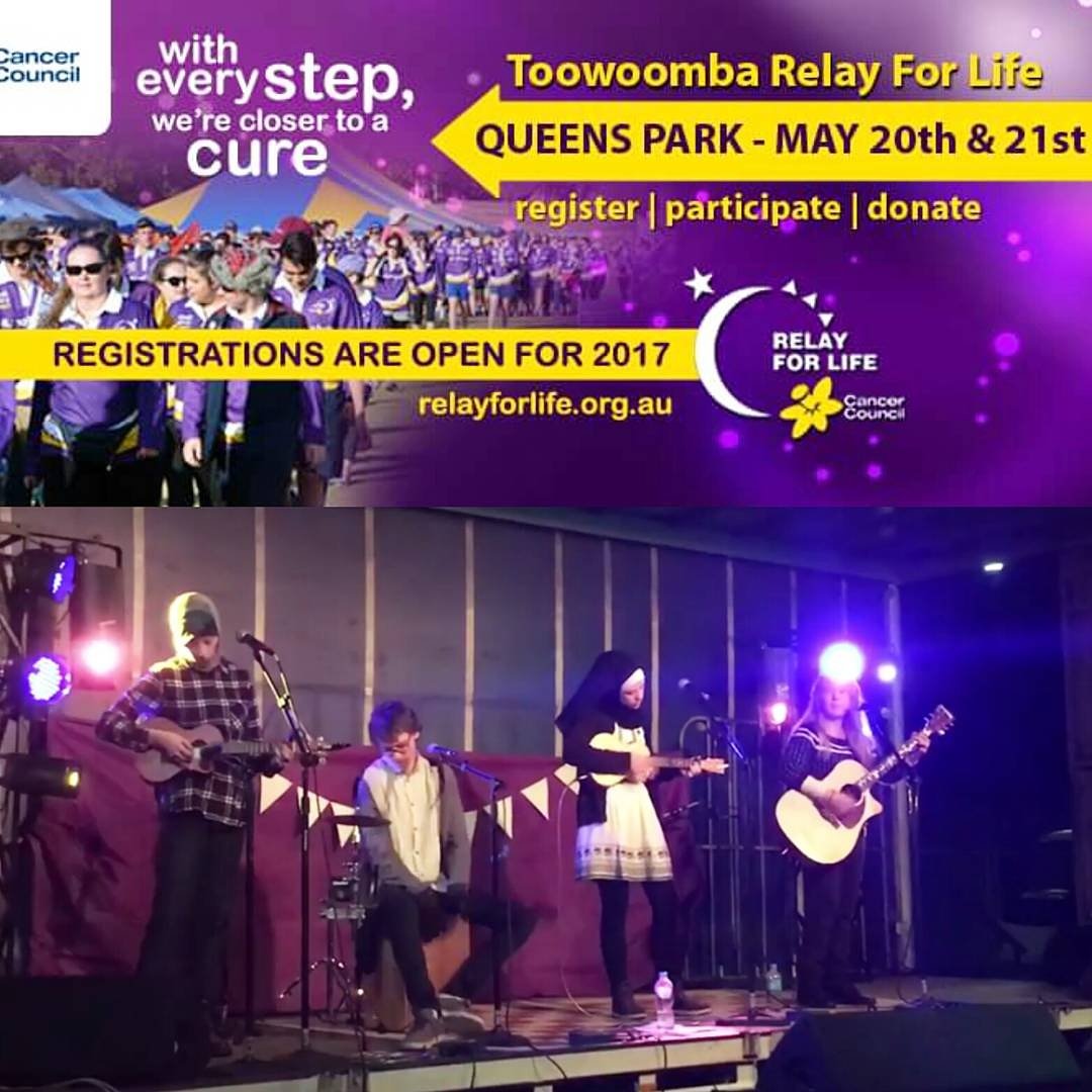 thefes_band's tweet photo. Head down to #Toowoomba #RelayForLife this saturday and support The Cancer Council. We'll be playing from 6pm to 7pm so come down and jam 🙌🎶 https://t.co/oElzcwj0PM