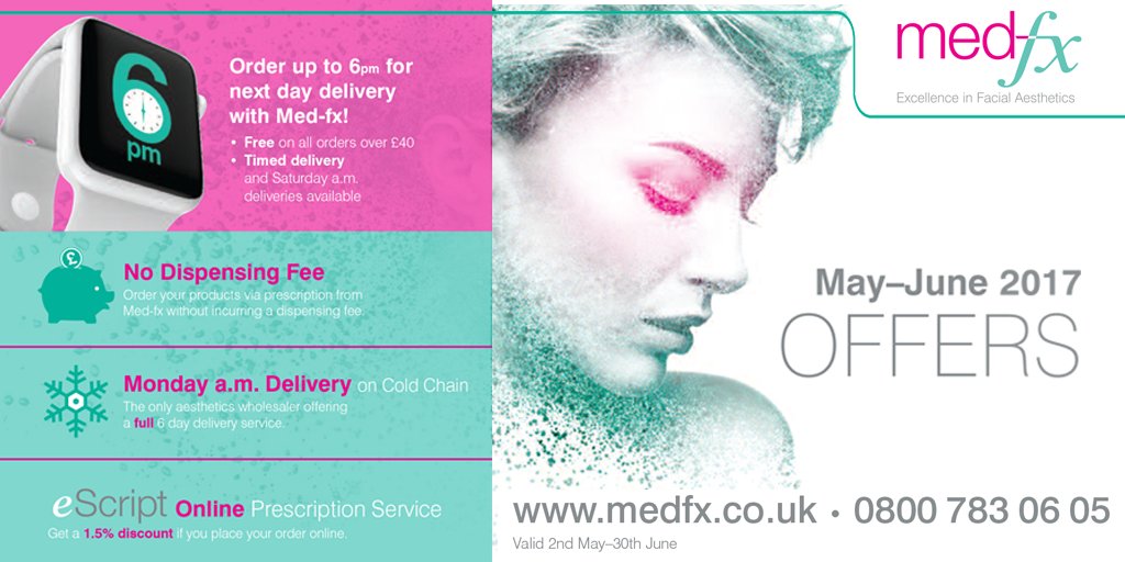 Our May-June offers are now available online at medfx.co.uk or call us on 0800 7830605.