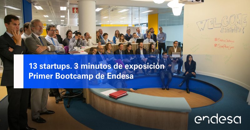 Endesa's tweet photo. Así fue nuestro primer #Bootcamp de #endesachallenges, para escuchar proyectos e ideas de #startups https://t.co/brJ4yWjTiV #openpowerspace https://t.co/NyyCgAIhSA
