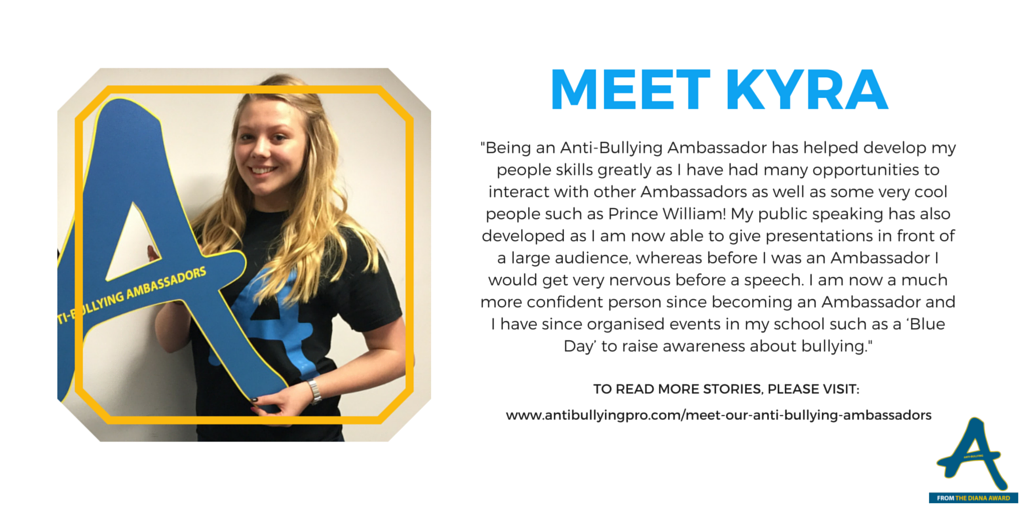 AntiBullyingPro's tweet photo. Meet Kyra, one of our amazing #AntiBullying Ambassadors! https://t.co/r6PCDP14Ja