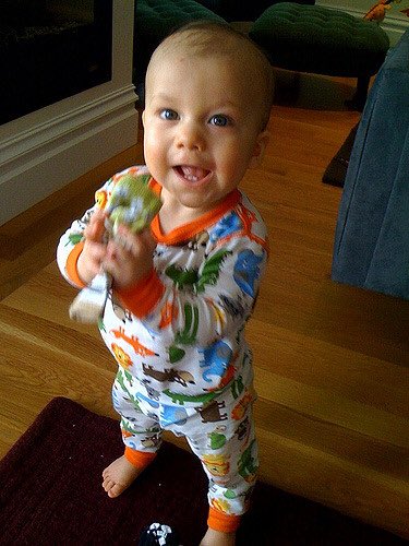 He woke me up and he took his toy and he started giggling at me 😂