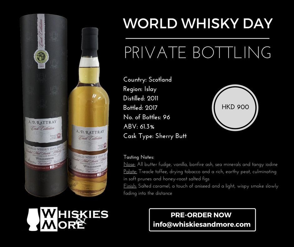 Only a couple of days away! Pre-order now at info@whiskiesandmore.com !
#whisky #privatebottling #worldwhiskyday 
#adrattray #williamson2011