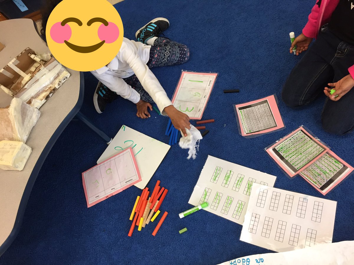 perrierteacher's tweet photo. How to show numbers greater than 100 in different ways-ten frames, 100s charts, Cuisenaire rods, place value charts. https://t.co/KTSg5EXI8J