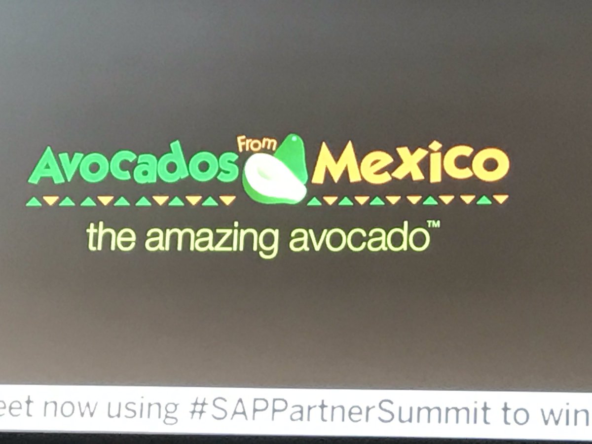 hansuebe's tweet photo. Avocados from Mexico growing and simplifying with #SAPByDesign #SAPPartnerSummit https://t.co/9qgaN3SRdg