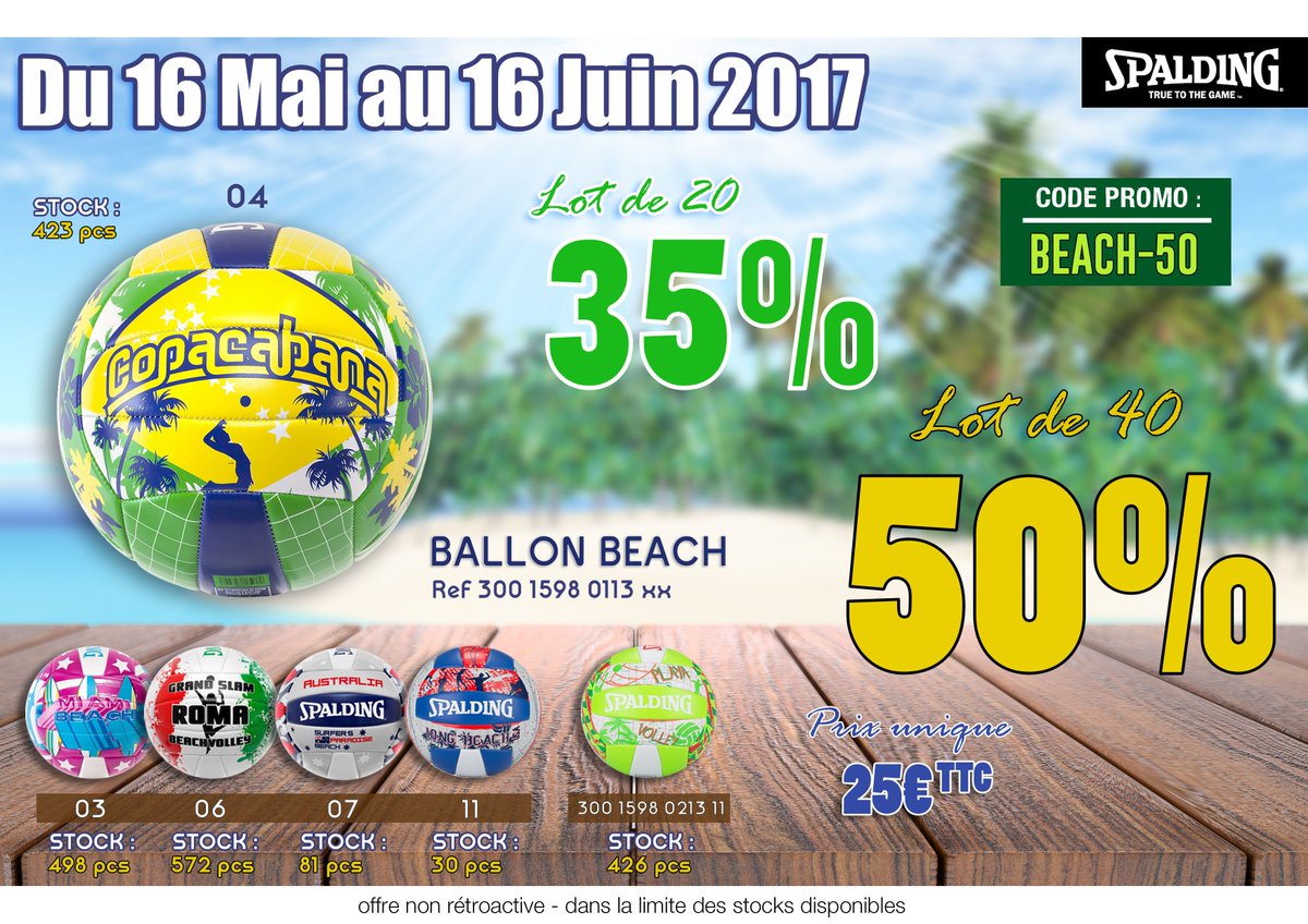 -50% sur les ballons de #beachvolleyball : ça sent bon le sable chaud !! 01 58 30 32 19 ou contact@centraleclub.fr
