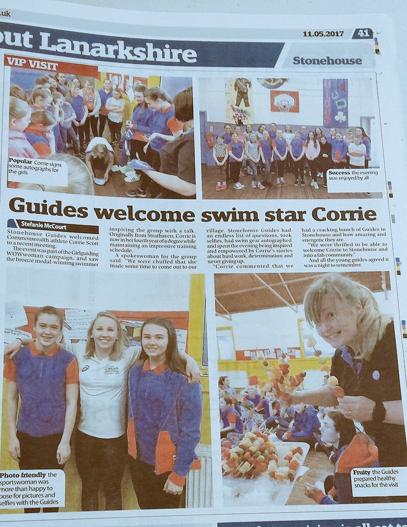 Lauren_BennieUK's tweet image. Seems apt that during #localnewspaperweek, 1st Stonehouse @GirlguidingScot feature in @HamAdvOfficial with @CorrieScott1 #WOWwoman