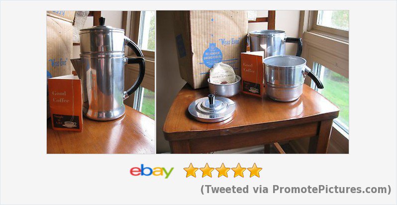 sonupsales's tweet photo. Art #DECO Wear Ever #956 Aluminum #Dripolater Drip Coffee Pot BAKELITE HANDLES NOS | eBay #wearever
https://t.co/3aetAdD20x https://t.co/8PI5lk1Mot
