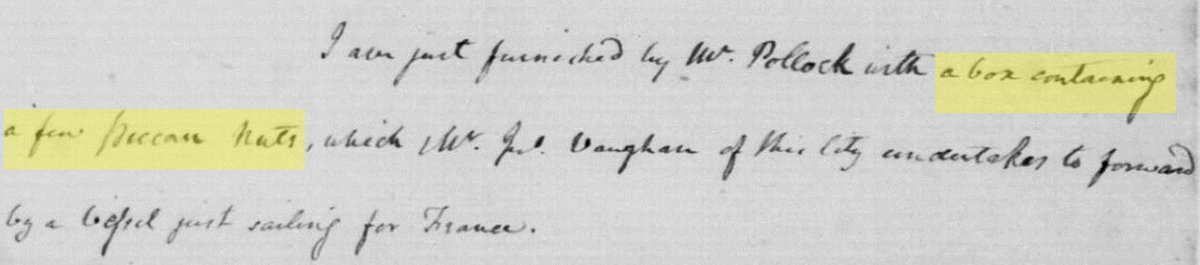 timmo's tweet image. The first thing in Madison's letter to Jefferson? 

I'm sending you a box of pecans!