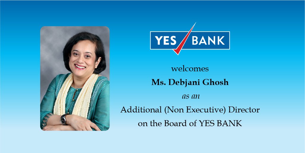 YESBANK's tweet photo. We are pleased to welcome @debjani_ghosh_ on YES BANK’s Board as Additional (Non Executive) Director. https://t.co/tp5ff8oaD9