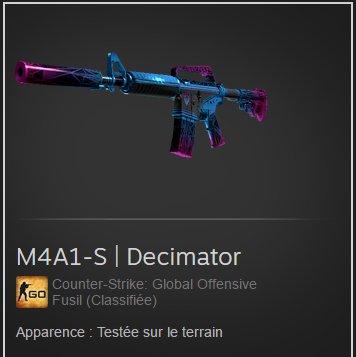 Baguette_Rekt's tweet image. GIVEAWAY🍾
M4a1-s Decimator (15$)

RT &amp;amp; FOLLOW @Baguette_Rekt 
FOLLOW @opencsgocom 
Sub youtube.com/baguetterekt    

Tirage au sort le 25/05