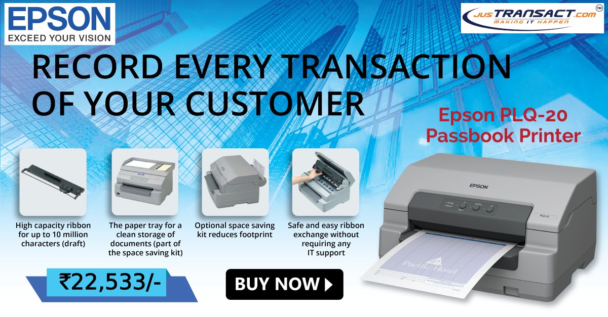 jusTransact's tweet image. Epson PLQ 20 #PassbookPrinter - Only solution to get reliable document for post offices, banks  &amp;amp; public admin. is.gd/GY64sW