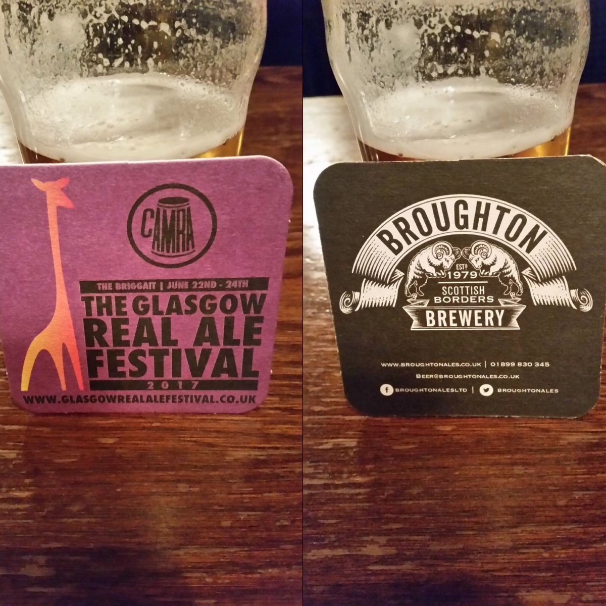 GlasRealAleFest's tweet photo. We're loving the new logo on our beer mats! A big shout out to @BroughtonAles who sponsored our beer mats this year! #graf2017 https://t.co/Ge95AJtE78
