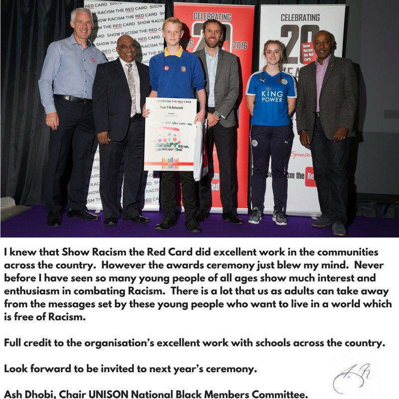 SRTRC_England's tweet photo. Great to read this quote from @BlackUNISON ! It was an honour for us to have you at our Awards Ceremony. See you next year! #SchoolComp https://t.co/hJUQowfj5Y