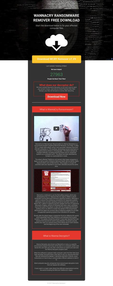 malwrhunterteam's tweet photo. Another FAKE decrypter offer here: wannacrydecryptor[.]com.
It is also behind @Cloudflare...
Time to clean, @xxdesmus @matthewgall.
Thanks. https://t.co/8WT7UMz5Zy