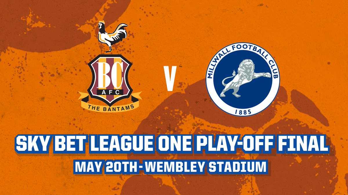 irnbrufootball's tweet photo. 🎟️ RETWEET TO WIN A PAIR OF TICKETS 🎟️ 
to @Officialbantams vs @MillwallFC at the @EFL Sky Bet League 1 final

Ts&amp;Cs https://t.co/E4123r0qmg https://t.co/Y1Rd9mAAEb