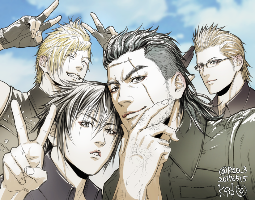 FF15 額入り ラバーストラップ ノクト プロンプト イグニス グラディオ FF15】ノクトとグラディオラスとプロンプトとイグニス。グラディオの指