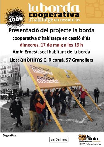 AteneuVilamajor's tweet photo. Aquest dimecres es presenta a #Granollers La @BordaCoop (https://t.co/OdJRgew3dk), tot un referent en cooperatives d'habitatge https://t.co/L2mi7VEyVq