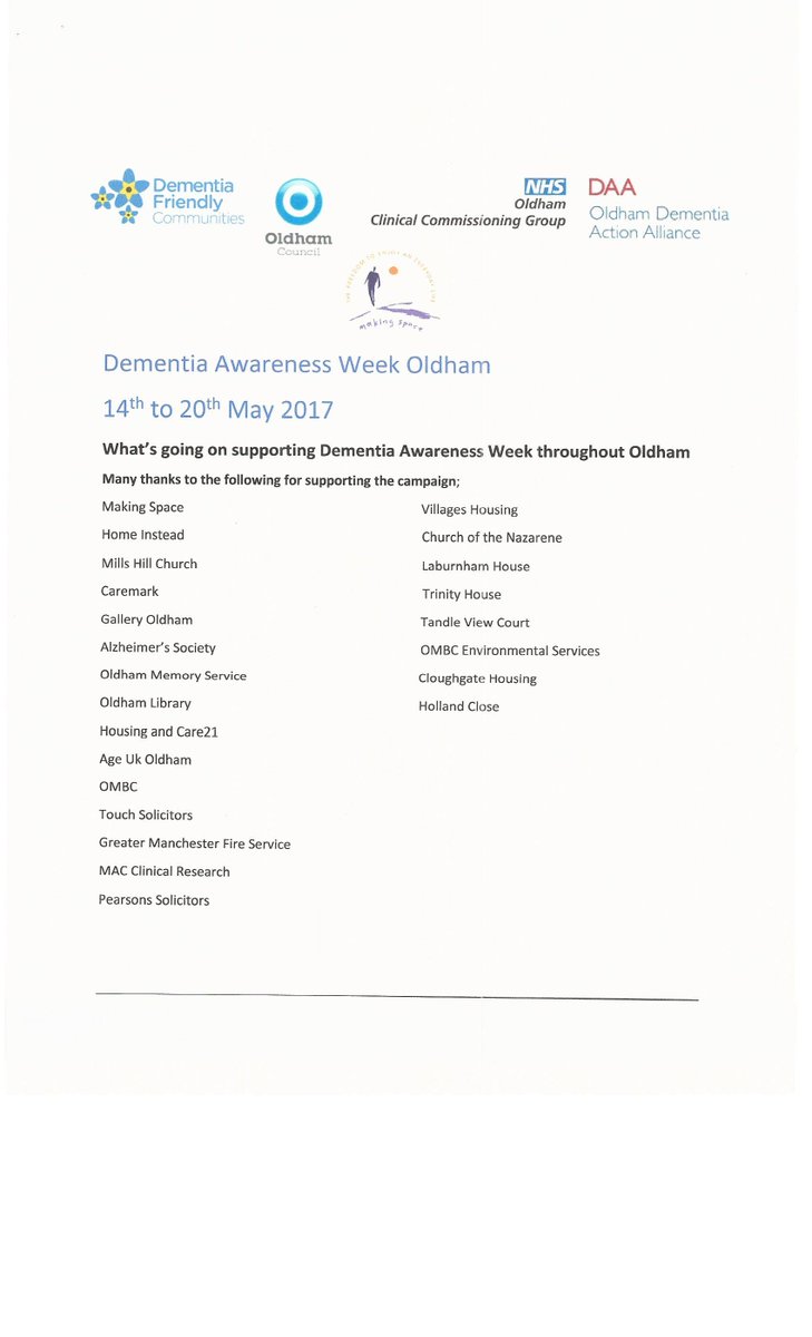 Oldham_DAA's tweet photo. What's going on during Dementia Awareness Week in Oldham https://t.co/Wpi4r899Sk