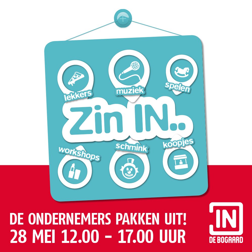 28 mei - Zin IN de #Bogaard! Er is er van alles te beleven, oa #workshops, #proeverijen, #demonstraties, #koopjes, kinderboerderij! Kom ook!