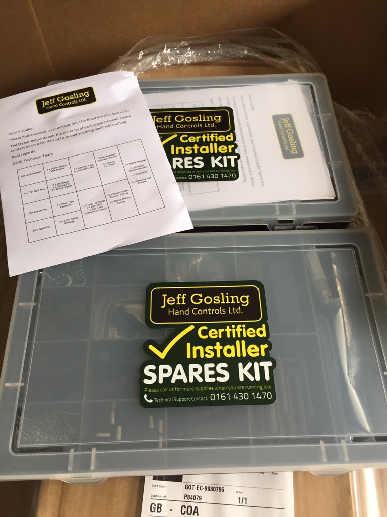 Everyone loves a spares kit! Thankyou @JeffGoslingHC