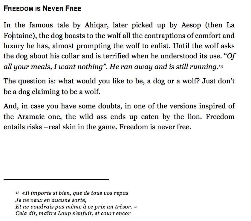 nntaleb's tweet image. Freedom is never free. It requires risk taking.
#Skininthegame