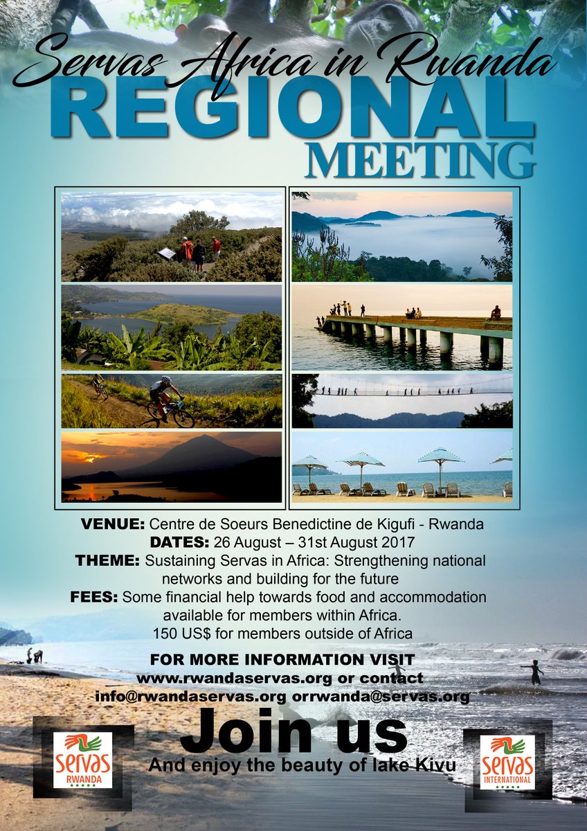The registration to Servas Africa Regional Meeting to be held in Rwanda has started today and ends on 30 July 2017.rwandaservas.org/apply/