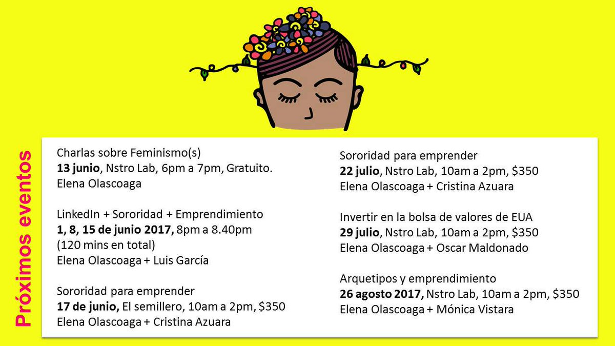 Elena Olascoaga (@torresolascoaga) on Twitter photo Agenda de los eventos que tendremos de junio a agosto 2017. Para informes y registro escriban a elena@olascoaga.mx Agenda de los eventos que tendremos de junio a agosto 2017. Para informes y registro escriban a elena@olascoaga.mx