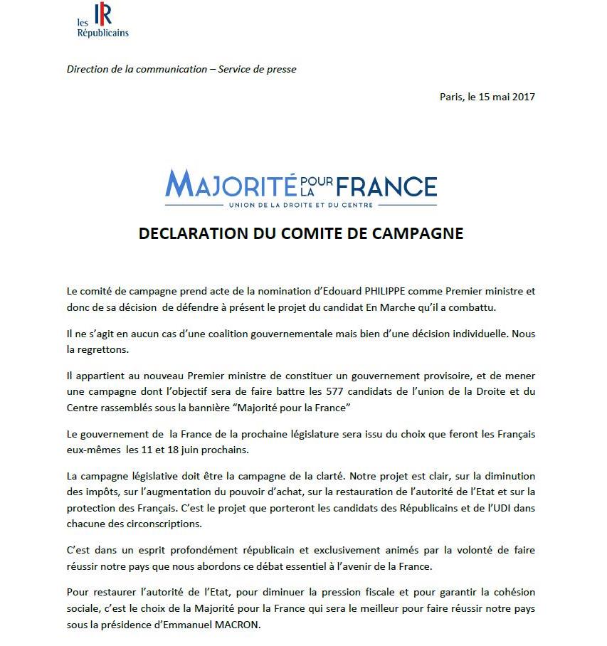BernardAccoyer's tweet photo. #EdouardPhilippe à Matignon : il ne s’agit en aucun cas d’une coalition gouvernementale mais d’une décision individuelle. Nous
la regrettons https://t.co/TRz7ztmQr1