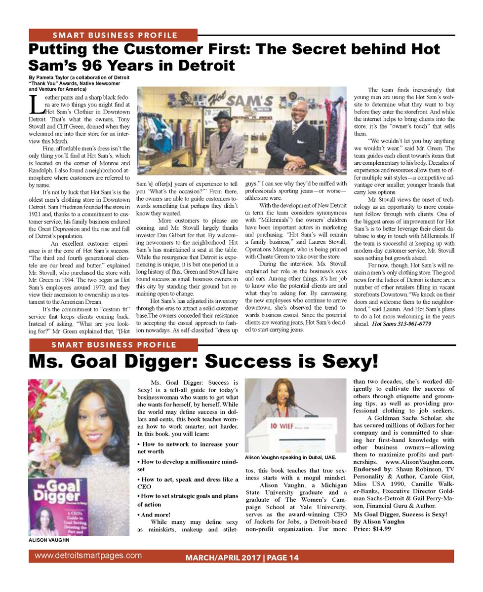 PAMTAYL0R's tweet image. Pumped to have been published in Detroit Smart Pages' April edition. S/o @NativeNewcomer for the opportunity to interview DET biz owners!