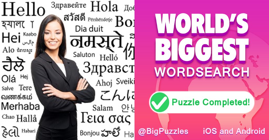 AloraLahue's tweet photo. I just beat 'Languages of the world' in World's Biggest Word Search.

It's free https://t.co/lFIWBbGc2P https://t.co/dlMJshtafF