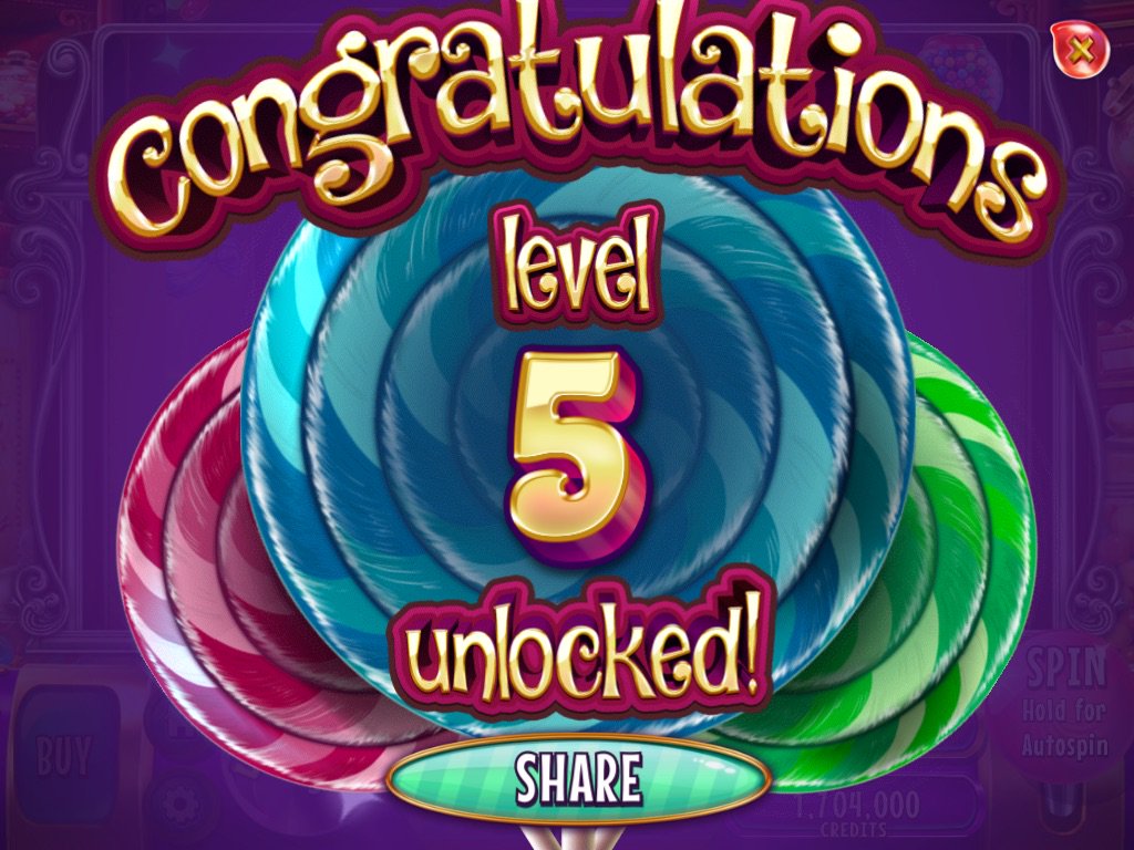 22Fatty's tweet image. I reached level 5! Join me to WIN BIG in #WillyWonkaSlots zynga.my/wonka